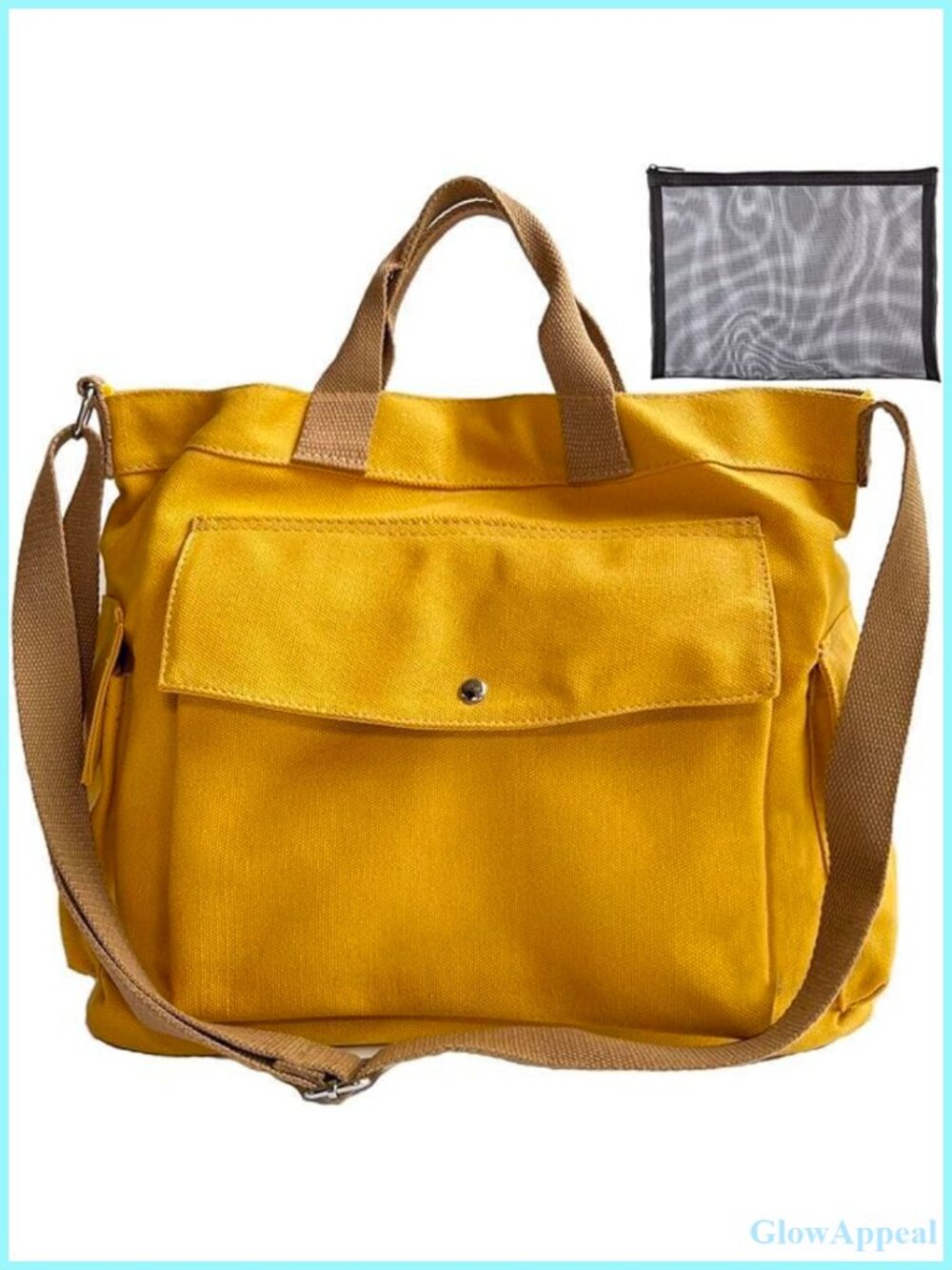 Canvas Crossbody Tote Bag Hobo Shoulder Bag Large Pockets Travel Work